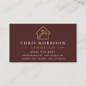 Metal Building Construction Burgundy QR Code Visitenkarte (Vorderseite)