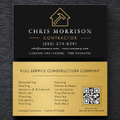 Metal Building Construction QR Code Black Gold  Visitenkarte