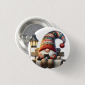 Metal Button Pin Winter Gnome (Vorne & Hinten)