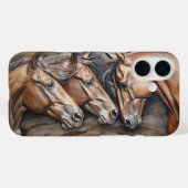 Metal Carved Look Pferd Portrait Case-Mate iPhone Hülle (Rückseite (Horizontal))