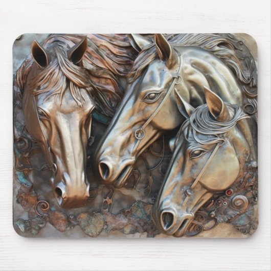 Metal Carved Look Pferd Portrait Mousepad (Vorne)