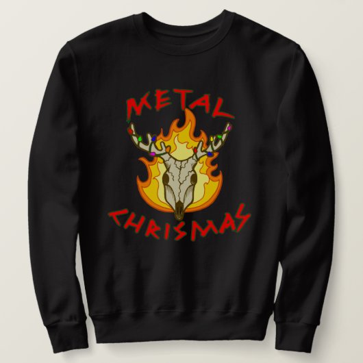 Metal Christmas Punny Reindeer Skull  Sweatshirt (Design vorne)