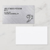 Metal Chrome Bass Clef Bassist Business Card Visitenkarte (Vorne/Hinten)