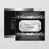 Metal Chrome Black Silver Mens 35. Geburtstag Einladung (Vorne/Hinten)