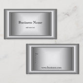 Metal Chrome Elegant Schwarz & Weiß Silber 5 Visitenkarte (Vorne/Hinten)