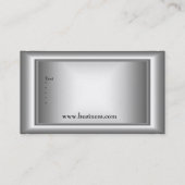 Metal Chrome Elegant Schwarz & Weiß Silber 5 Visitenkarte (Rückseite)