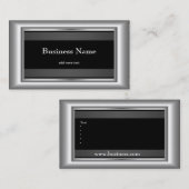 Metal Chrome Elegantes Silver Black & White Style Visitenkarte (Vorne/Hinten)