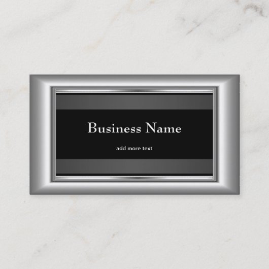 Metal Chrome Elegantes Silver Black & White Style Visitenkarte (Vorderseite)