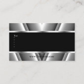 Metal Chrome Elegantes Silver Black & White Style Visitenkarte (Rückseite)