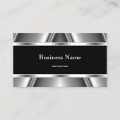 Metal Chrome Elegantes Silver Black & White Style Visitenkarte (Vorderseite)