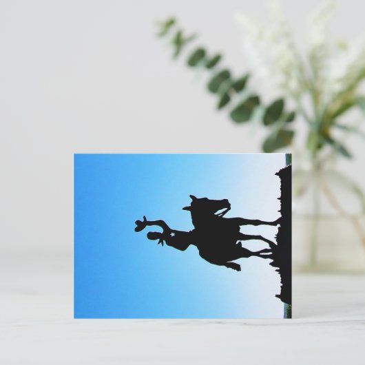 Metal Cowboy Art On Gate near Johnson City, TX Postkarte (Stehend Vorderseite)