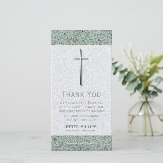 Metal Cross Stone 1 Beerdigung Danke Foto Card (Stehend Vorderseite)