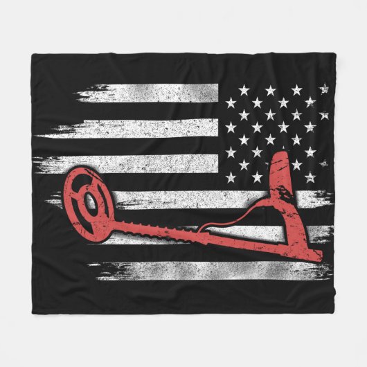 Metal Detection American Flag Fleecedecke (Vorderseite (Horizontal))
