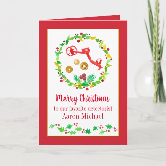 Metal Detection Frohe Weihnachtsmünzen Individuell Feiertagskarte (Vorderseite)