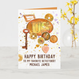Metal Detection Happy Birthday Individuelle Name Karte