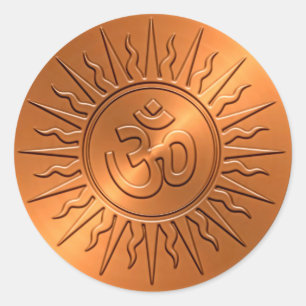 Metal-Embossed Decorative Om Sign Runder Aufkleber