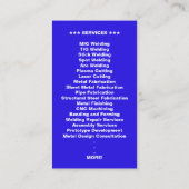 Metal Fabrication & Welding Contractor Services | Telefonnummerkarte (Rückseite)