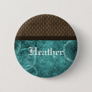 Metal Gear Steampunk Button, Teal Button