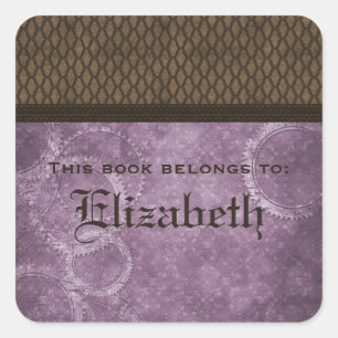 Metal Gear Steampunk-Exlibris-Aufkleber, Lila Quadratischer Aufkleber