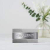Metal Geometric Grau Hintergrund Visitenkarte (Stehend Vorderseite)