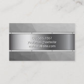 Metal Geometric Grau Hintergrund Visitenkarte (Rückseite)