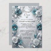 Metal Glam Shiny High End Silver Probe Dinner Einladung (Vorne/Hinten)