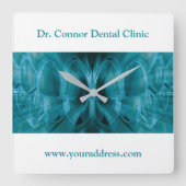 Metal Glow Blue Teeth Zahnklinik Zahnstocher Quadratische Wanduhr (Vorderseite)