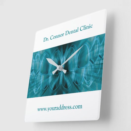 Metal Glow Blue Teeth Zahnklinik Zahnstocher Quadratische Wanduhr (Winkel)