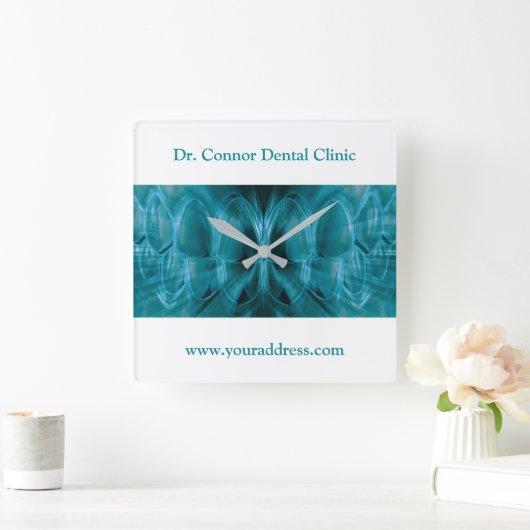 Metal Glow Blue Teeth Zahnklinik Zahnstocher Quadratische Wanduhr (Zuhause)