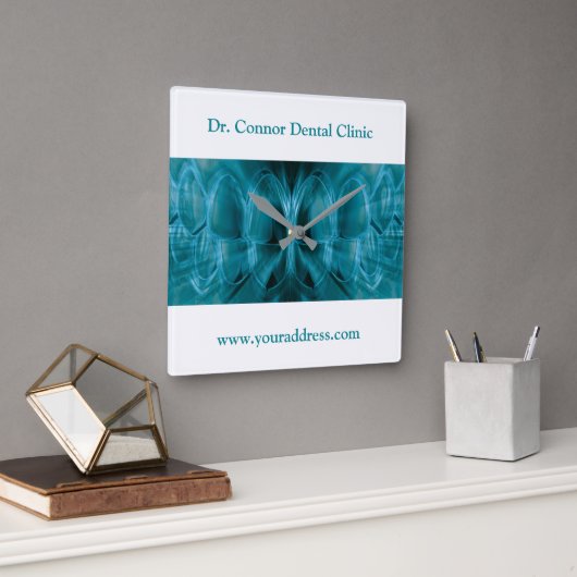 Metal Glow Blue Teeth Zahnklinik Zahnstocher Quadratische Wanduhr (Büro)