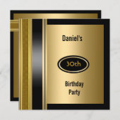 Metal Gold Mens 30. Geburtstag Bronze Man Einladung (Vorne/Hinten)