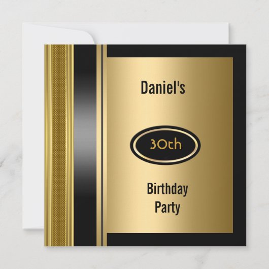 Metal Gold Mens 30. Geburtstag Bronze Man Einladung (Vorderseite)