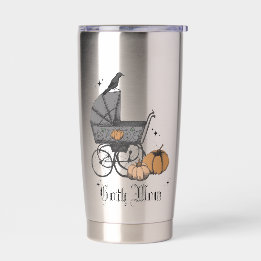 Metal Goth Mama Halloween Antique Baby Carriage Thermobecher