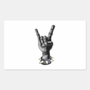 Metal Hand Devil Horns Heavy Metal Rechteckiger Aufkleber