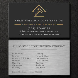 Metal Handyman Construction Black Gold  Visitenkarte