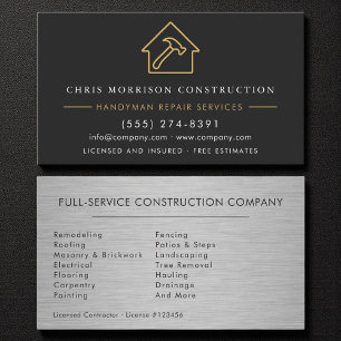 Metal Handyman Konstruktion Schwarz Gold Visitenkarte