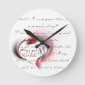 Metal Heart mit Shakespeares Sonnet 18 Round Clo Runde Wanduhr (Vorderseite)