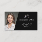 Metal House Logo Real Anwesen Realtor Black Foto Visitenkarte (Vorderseite)