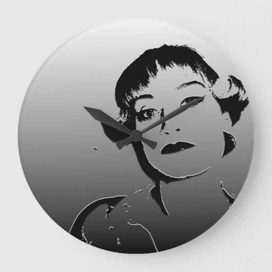 Metal like black and white stylish clock große wanduhr (Vorderseite)