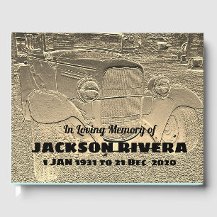 Metal Look Classic Car Memorial Gästebuch