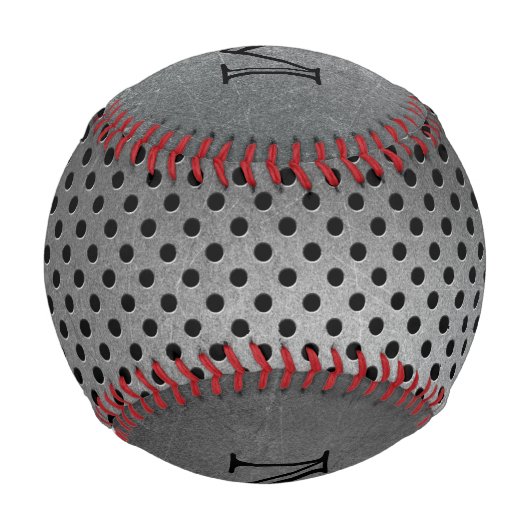 Metal Look Custom Monogram Baseball (Rückseite)
