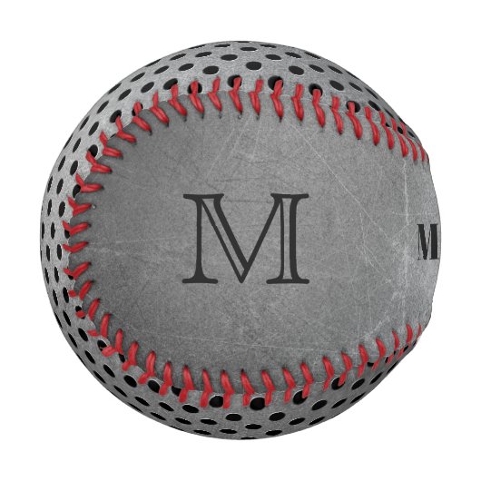 Metal Look Custom Monogram Baseball (Vorderseite Links)
