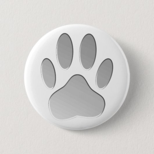 Metal-Look Dog Paw Print Button (Vorderseite)