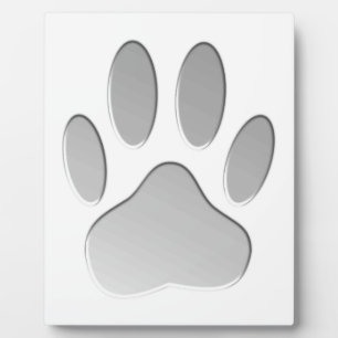 Metal-Look Dog Paw Print Fotoplatte