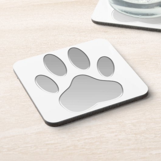 Metal-Look Dog Paw Print Getränkeuntersetzer (Linke Seite)