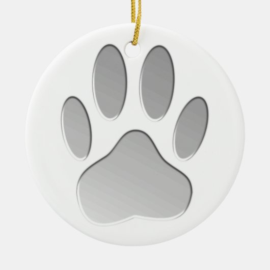Metal-Look Dog Paw Print Keramikornament (Vorne)