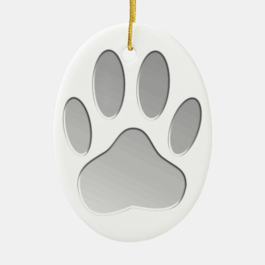Metal-Look Dog Paw Print Keramikornament (Vorne)