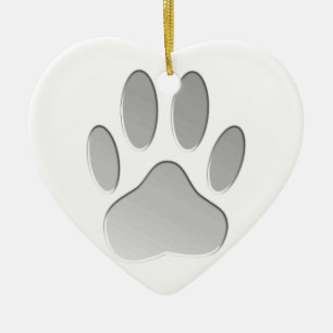 Metal-Look Dog Paw Print Keramikornament