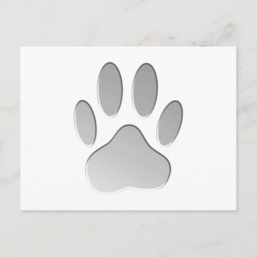 Metal-Look Dog Paw Print Postkarte (Vorderseite)