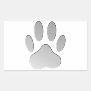Metal-Look Dog Paw Print Rechteckiger Aufkleber